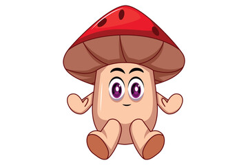 Fototapeta premium Cute Mushroom Character Design Illustration