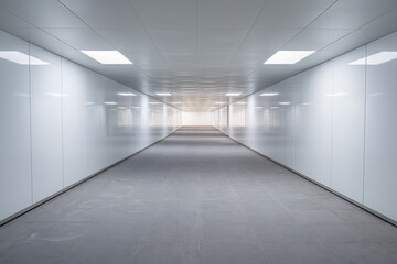 Empty and bright underground pedestrian passage in Shanghai