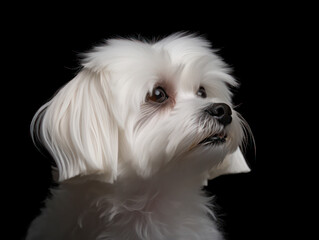 Maltese Dog Studio Shot, Isolated on Clear Background, Generative AI