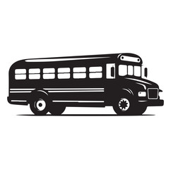 School bus silhouette isolated on white background. Vehicle transport bus sign vector illustration