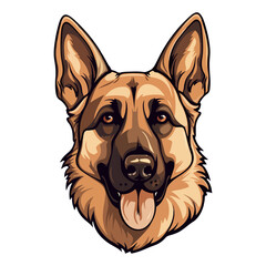 German shepherd Dog Portrait Sticker, Dog head mascot logo illustration, Dog character, generative ai