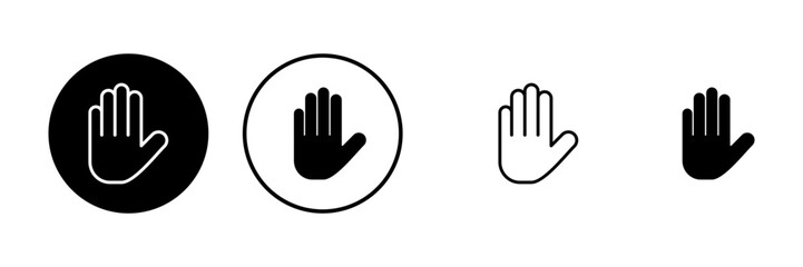 Stop icons set. Hand symbol. Hand icon vector