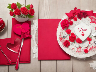 Valentine day concept table setting