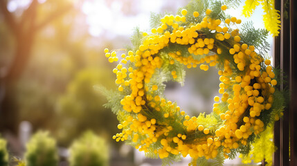 Beautiful Mimosa Wreath Abstract Background