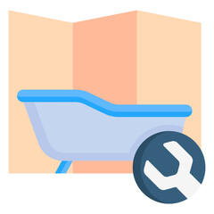 Bathtub Installation multi color icon, related to plumbing service, water, oil and gas.