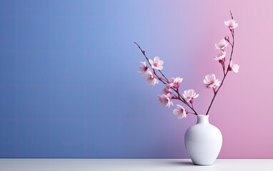 Pink flowers in vase on the background.