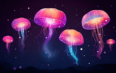Colorful jelly fish in the water.