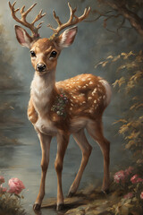 a picture of little deer in the style