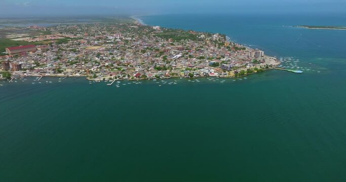 Chichiriviche City On The Falcon State Near Cayo Muerto Caribbean, Northern Venezuela. Aerial Drone Shot