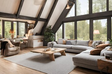 A-frame house - Living Room interior
