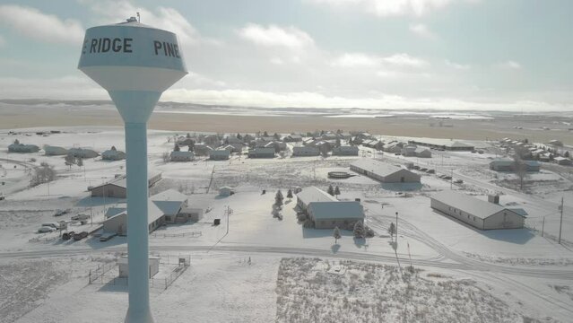 Serene Winter Scene at Pine Ridge Indian Reservation with Central Water Tower
