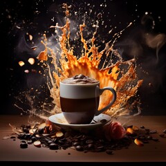 cup of coffee and beans