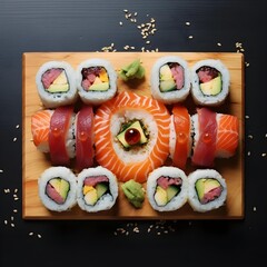 sushi with chopsticks