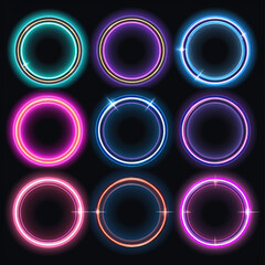 flare shine magic neon ring glowing illuminated show futuristic vibrant club transparent effect 