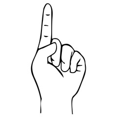 ハンドサイン_数字を表す_1_手のひら_線画