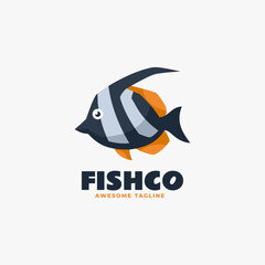 Vector Logo Illustration Fish Simple Mascot Style.