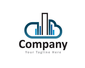 Building server cloud internet connection logo icon symbol design template illustration inspiration