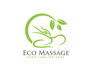 green nature spa massage therapy logo icon symbol design template illustration inspiration