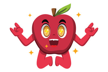 Fototapeta premium Cute Apple Character Design Illustration