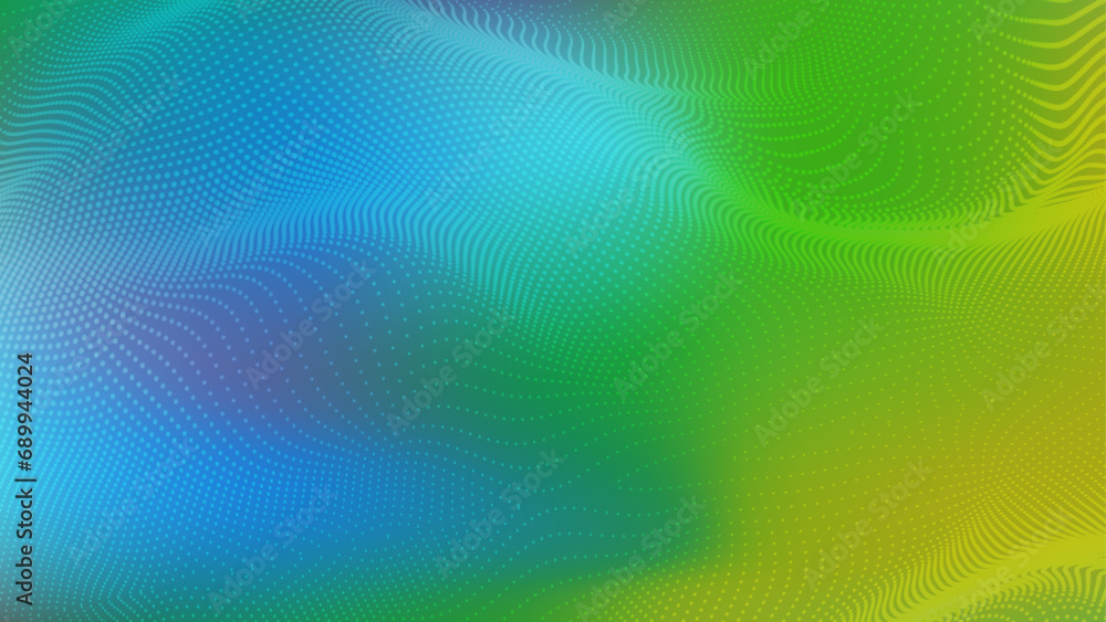 Poster abstract futuristic vibrant gradient wave with moving dots. flow of particles with glitch effect. id