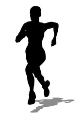 People athletes on running race on white background
