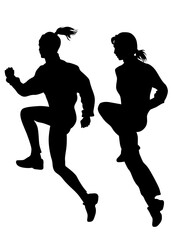 People athletes on running race on white background