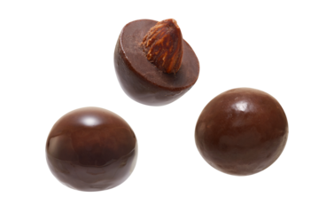 Chocolate balls with hazelnut isolated on white background