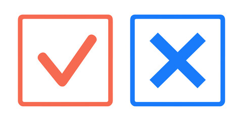 赤色と青色｜チェックマークとバツマーク