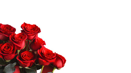 Frame bouquet of red roses isolated on white background, transparent cutout - Powered by Adobe