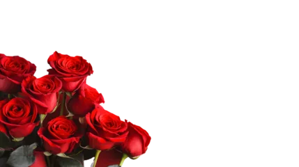 Tuinposter Frame bouquet of red roses isolated on white background, transparent cutout © The Stock Guy