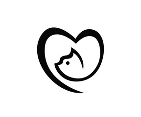 Cat Logo Design Template Combined with a Love Shape.