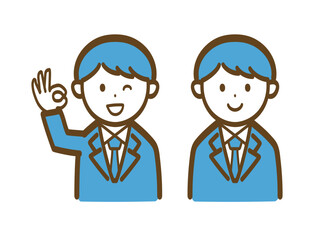 シンプルなビジネスマンのイラストセット_OKサイン