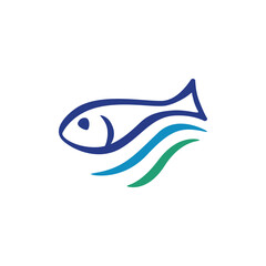 Fish and Water Wave Logo: Unifying Element for Fisheries, Maritime, River Industries, and Similar Businesses