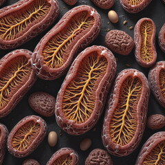 Mitochondria, cellular organelles, produce energy, Cell energy and Cellular respiration, DNA, microscopic, 3D rendering