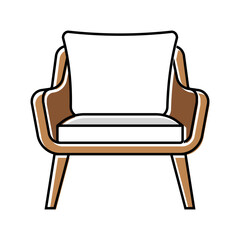 chair cushion bedroom interior color icon vector. chair cushion bedroom interior sign. isolated symbol illustration