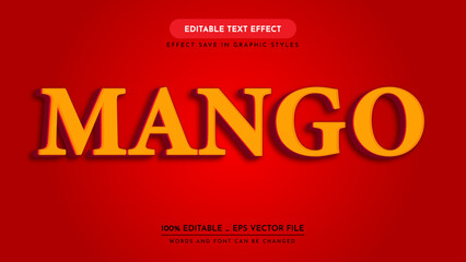 editable 3d text effect style. mango text effect, vector illustration