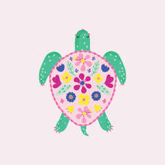 free Vector turtle with flower vector illustration design.