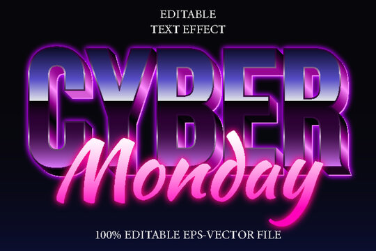 Cyber Monday Editable Text Effect 3D Neon Style