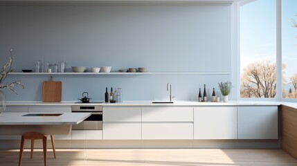 A modern minimal kitchen, Frontal shoot.