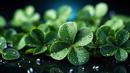 Decorative Clover Leaves On Green Background , Background HD, Illustrations
