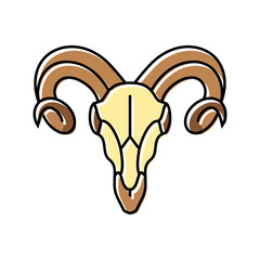 skull ram horn animal color icon vector. skull ram horn animal sign. isolated symbol illustration