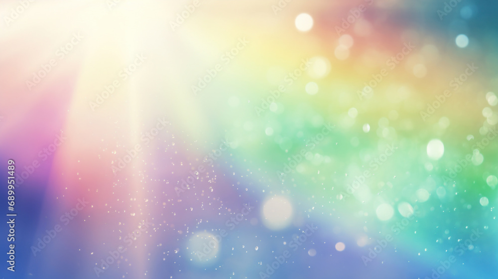 Poster abstract colorful bokeh background with sun rays and lens flare