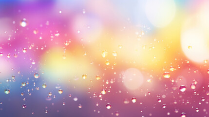 Raindrops on colorful background with bokeh effect. Abstract texture.