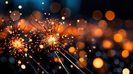 Fototapeta na wymiar Fireworks Display Black Sky Background Celebration , Background HD, Illustrations