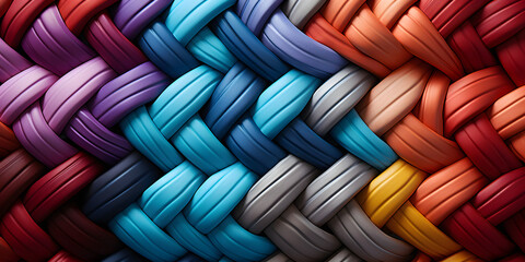 close up of colorful braided rope - obrazy, fototapety, plakaty