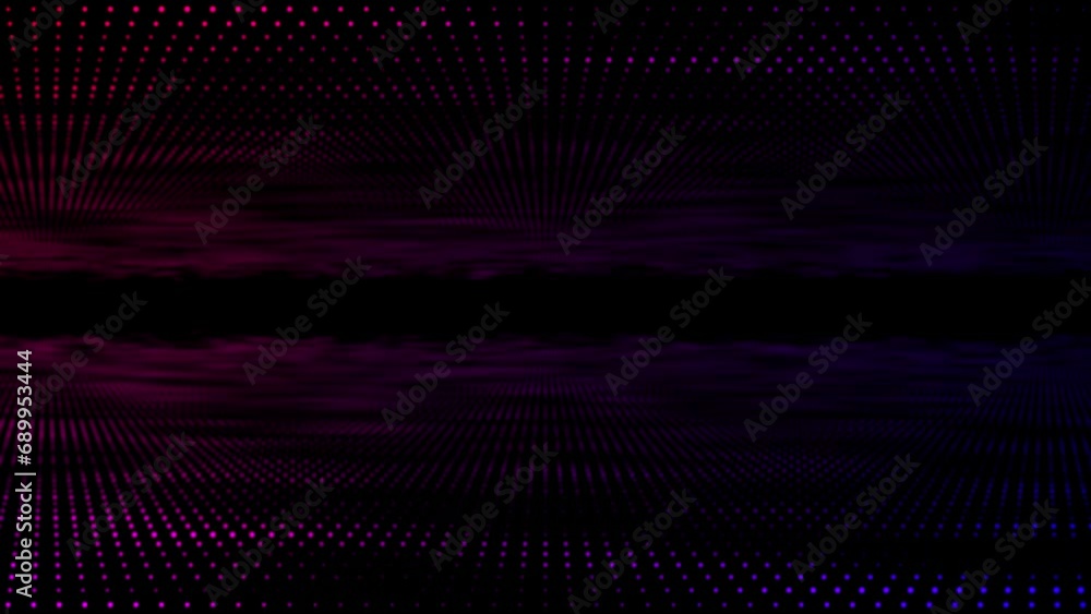 Poster digital disco dot 3d animation motion graphic tunnel dot glow lighting mirror particles on abstract 