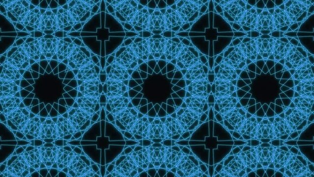 Sacred Geometry, Fractal Blue Morphing Patterned,Shapes, Seamless VJ Loop