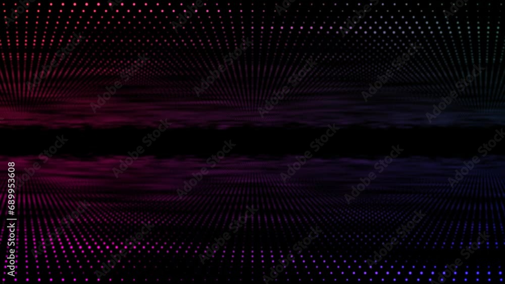 Poster digital disco dot 3d animation motion graphic tunnel dot glow lighting mirror particles on abstract 