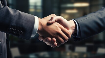 Close up Recruitment manager shaking hand with male candidate.