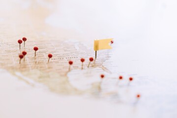 US Travel Destinations Pinned on Map